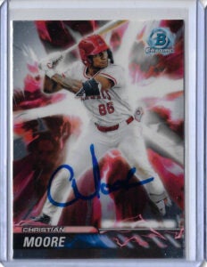 Christian Moore Autographed 2024 Bowman Chrome Draft Plasma Power PP4 Rookie Card