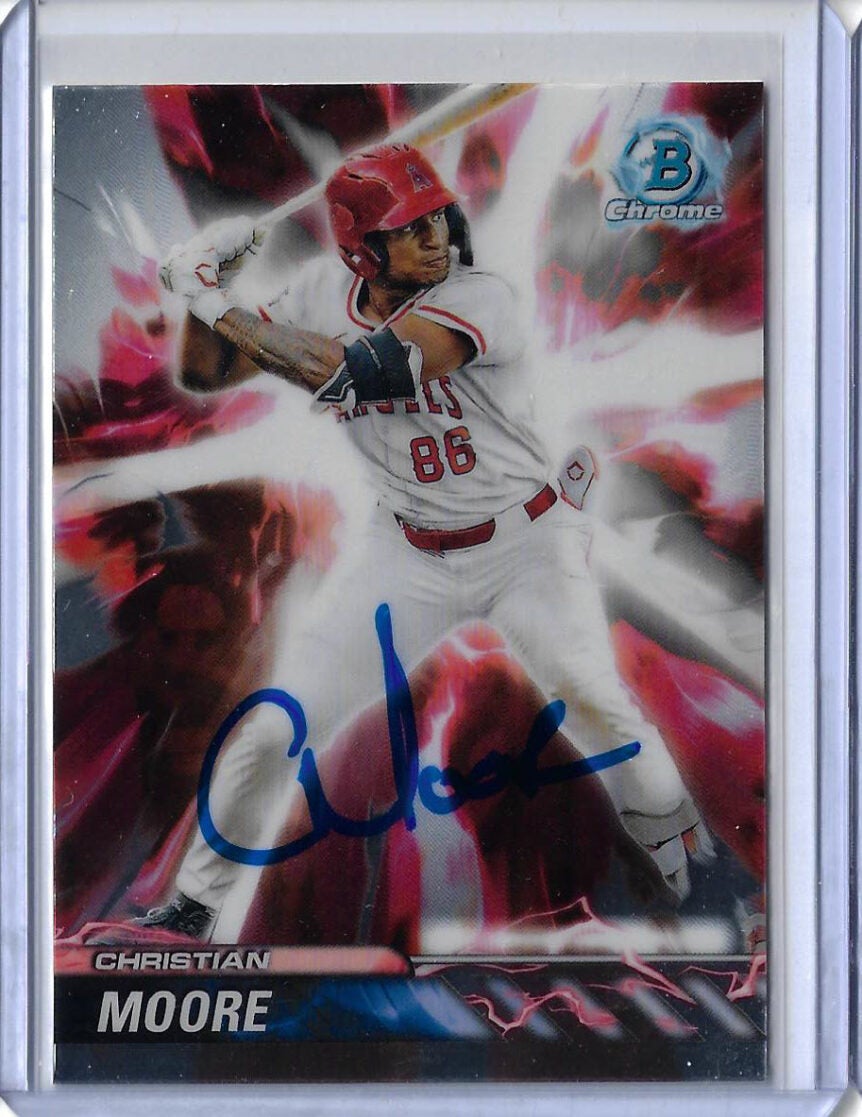 Christian Moore Autographed 2024 Bowman Chrome Draft Plasma Power PP4 Rookie Card