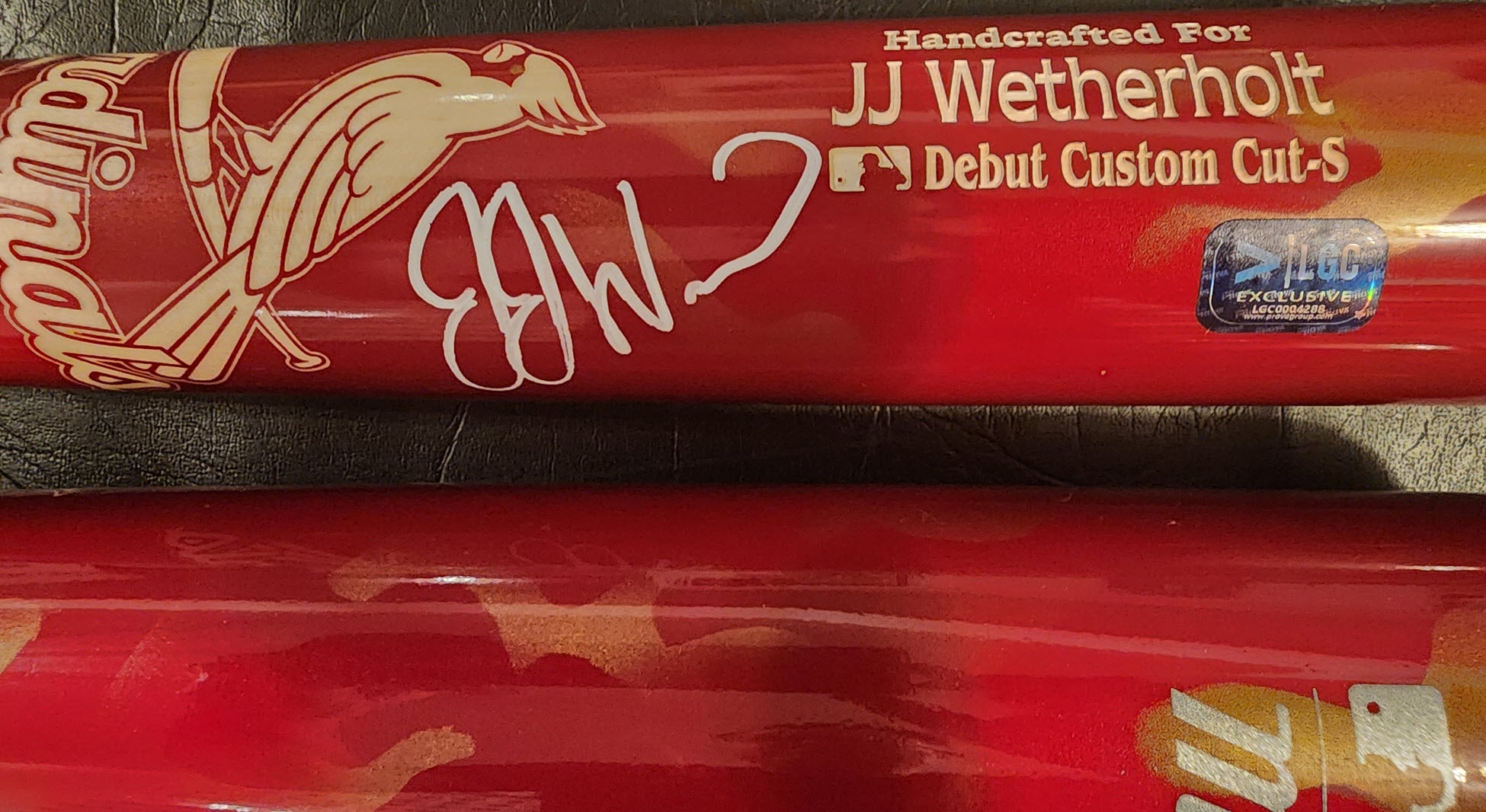 JJ Wetherholt Autographed Marucci St Louis Cardinals Opening Day Baseball Bat v1