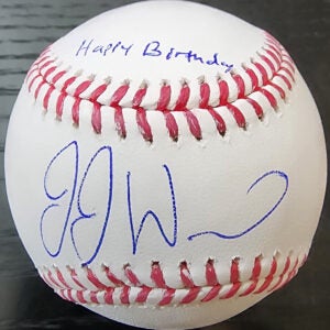 JJ Wetherholt Autographed OMLB Baseball Inscribed Happy Birthday v1