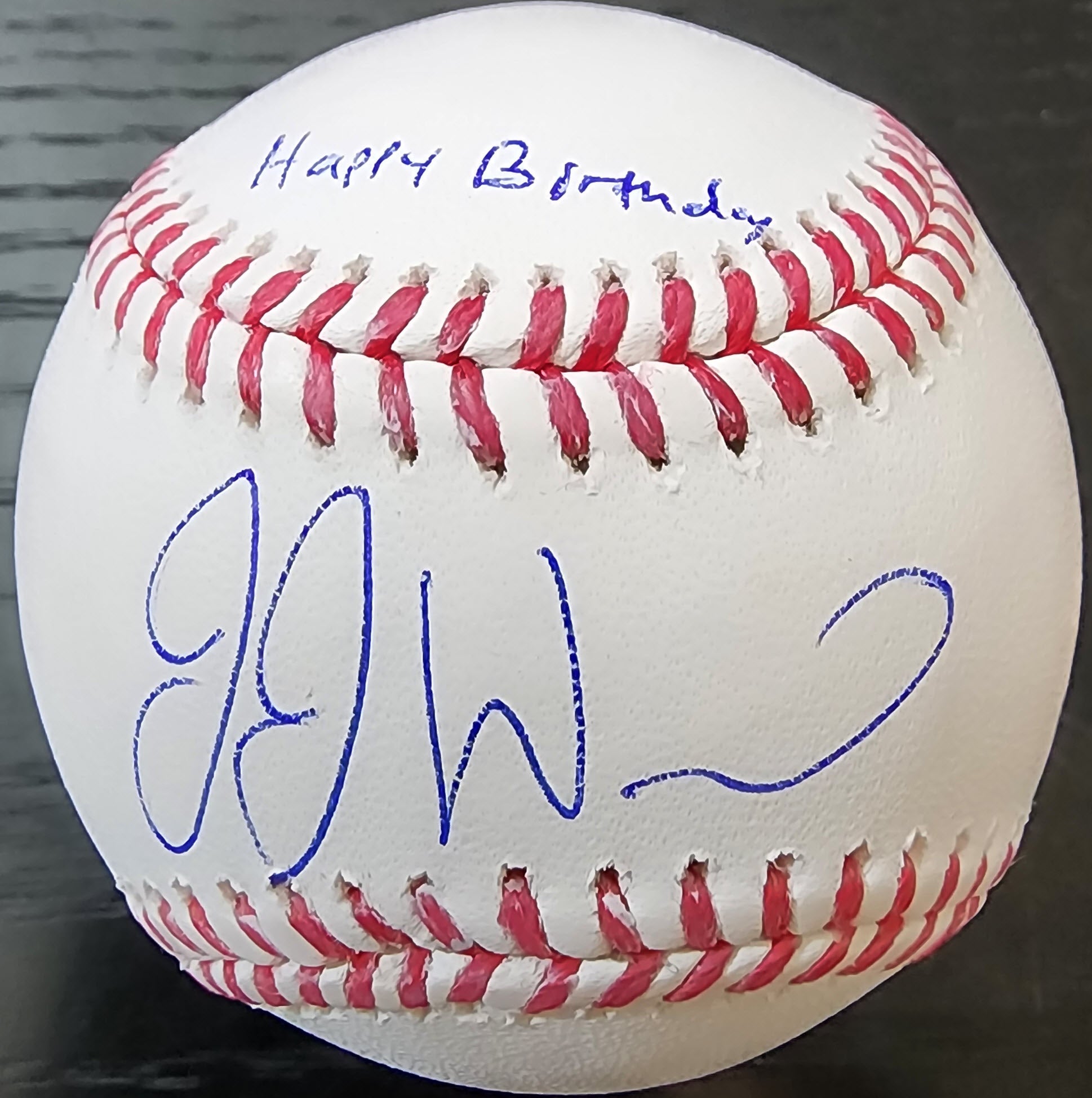 JJ Wetherholt Autographed OMLB Baseball Inscribed Happy Birthday v1