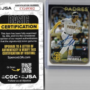 Jackson Merrill Autographed 2024 Topps 699 SP Variation Rookie Card