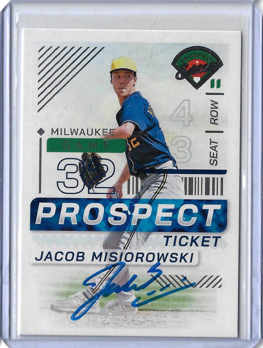 Jacob Misiorowski Autographed 2024 Panini Prospect Ticket 156 Rookie Card