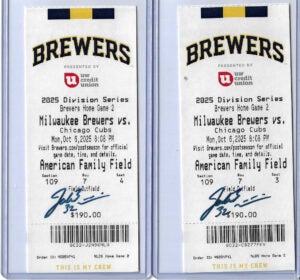 Jacob Misiorowski Autographed 2025 Division Series Game 2 Ticket Cubs MIZ 1st POSTSEASON WIN