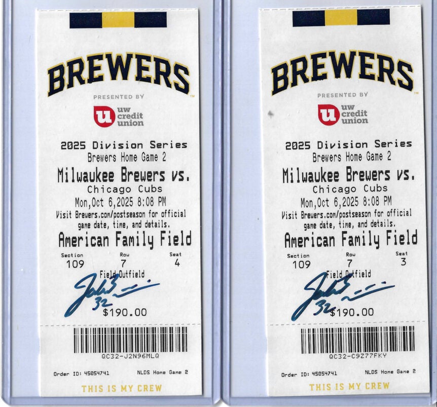 Jacob Misiorowski Autographed 2025 Division Series Game 2 Ticket Cubs MIZ 1st POSTSEASON WIN