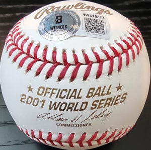 Luis Gonzalez Autographed 2001 World Series Baseball Inscribed Gm 7 GW Hit 2001 Champs v2