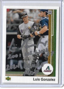 Luis Gonzalez Autographed 2002 UD Authentics Card 120 Inscribed