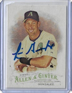 Luis Gonzalez Autographed 2016 Allen and Ginter Card 135