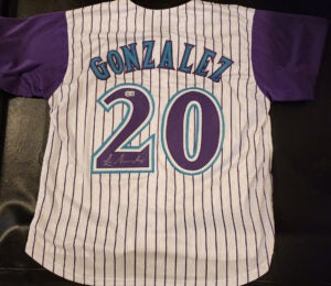 Luis Gonzalez Autographed Pinstripe Custom Jersey v3
