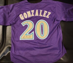 Luis Gonzalez Autographed Purple Custom Jersey v3