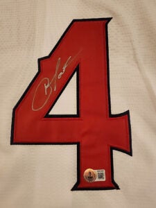 Christian Moore Autographed White Los Angeles Angels Jersey v1