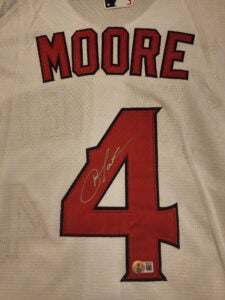 Christian Moore Autographed White Los Angeles Angels Jersey v2
