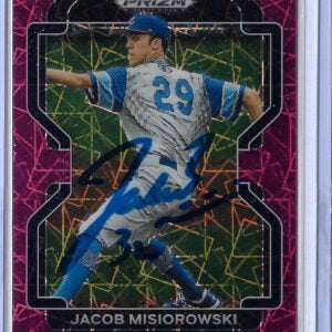 Jacob Misiorowski Autographed 2022 Panini Prizm Draft Picks Pink Velocity Prizm PDP63 Rookie Card