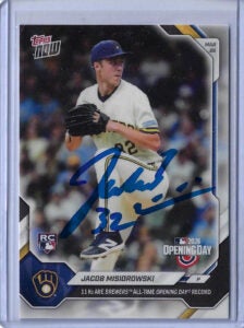 Jacob Misiorowski Autographed 2026 Topps NOW 11K MLB Opening Day 4 Rookie Card