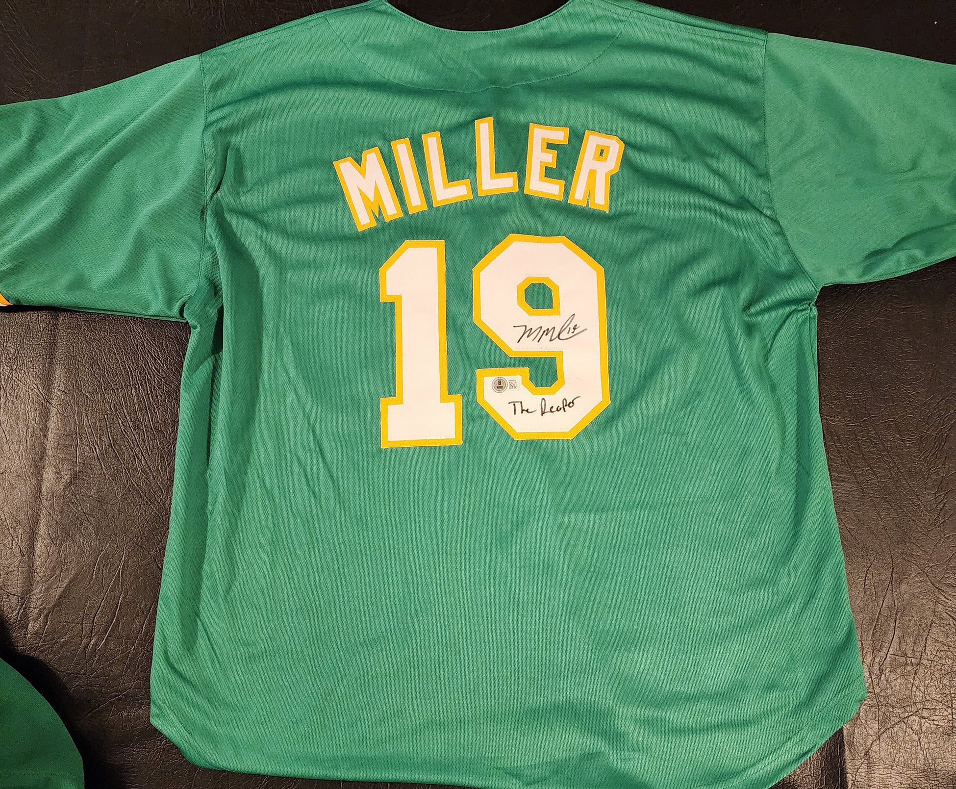 Mason Miller Autographed Custom Sacramento Green Jersey Inscribed The Reaper v3