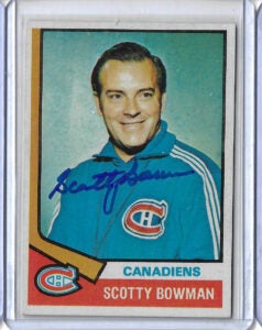 Scotty Bowman Autographed 74-75 Topps Coach Rookie Card 261 v2