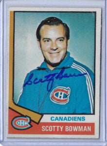 Scotty Bowman Autographed 74-75 Topps Coach Rookie Card 261 v3
