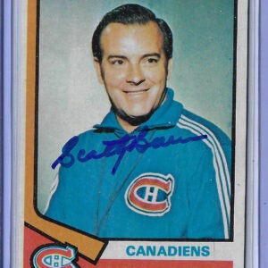 Scotty Bowman Autographed 74-75 Topps Coach Rookie Card 261 v6