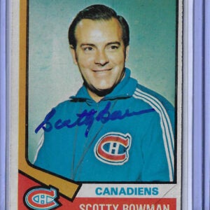 Scotty Bowman Autographed 74-75 Topps Coach Rookie Card 261 v7