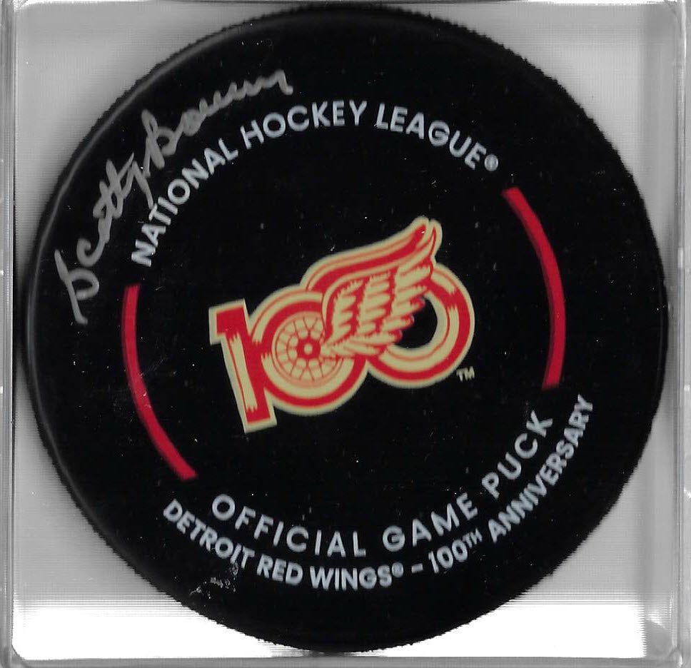 Scotty Bowman Autographed Detroit Red Wings 100th Game Puck