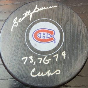 Scotty Bowman Autographed Montreal Canadiens Inscribed Puck with JSA Witnessed COA