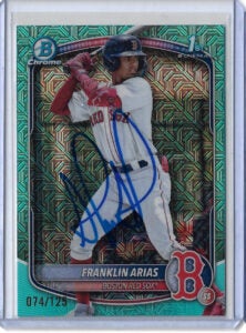 Franklin Arias Autographed 2025 Bowman Chrome Prospects Aqua Refractor BCP67 Rookie Card RC