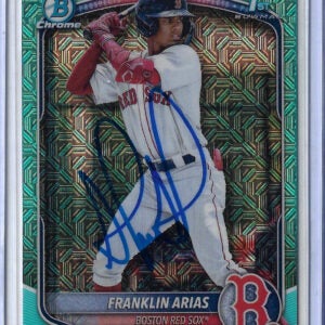 Franklin Arias Autographed 2025 Bowman Chrome Prospects Aqua Refractor BCP67 Rookie Card RC