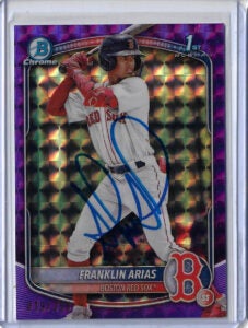 Franklin Arias Autographed 2025 Bowman Chrome Prospects Purple Geometric BCP67 Rookie Card RC