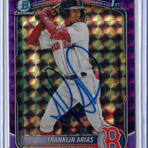 Franklin Arias Autographed 2025 Bowman Chrome Prospects Purple Geometric BCP67 Rookie Card RC