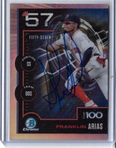 Franklin Arias Autographed 2025 Bowman Chrome Scouts Top 100 BTP57 Rookie Card RC