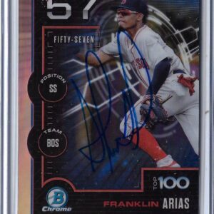 Franklin Arias Autographed 2025 Bowman Chrome Scouts Top 100 BTP57 Rookie Card RC