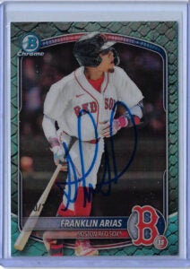 Franklin Arias Autographed 2025 Bowman Draft Chrome Aqua Reptilian Refractor BDC13 Rookie Card RC