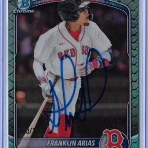 Franklin Arias Autographed 2025 Bowman Draft Chrome Aqua Reptilian Refractor BDC13 Rookie Card RC