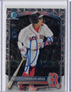 Franklin Arias Autographed 2025 Bowman Draft Chrome Laser Refractor BDC13 Rookie Card RC