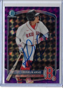 Franklin Arias Autographed 2025 Bowman Draft Chrome Purple Geometric Refractor BDC13 Rookie Card RC