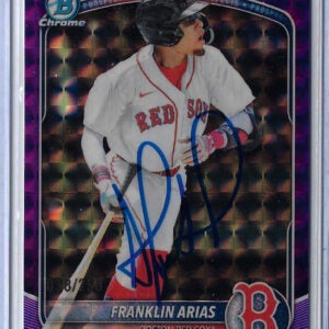 Franklin Arias Autographed 2025 Bowman Draft Chrome Purple Geometric Refractor BDC13 Rookie Card RC