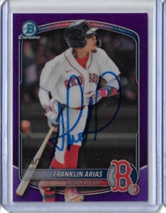 Franklin Arias Autographed 2025 Bowman Draft Chrome Purple Refractor BDC13 Rookie Card RC