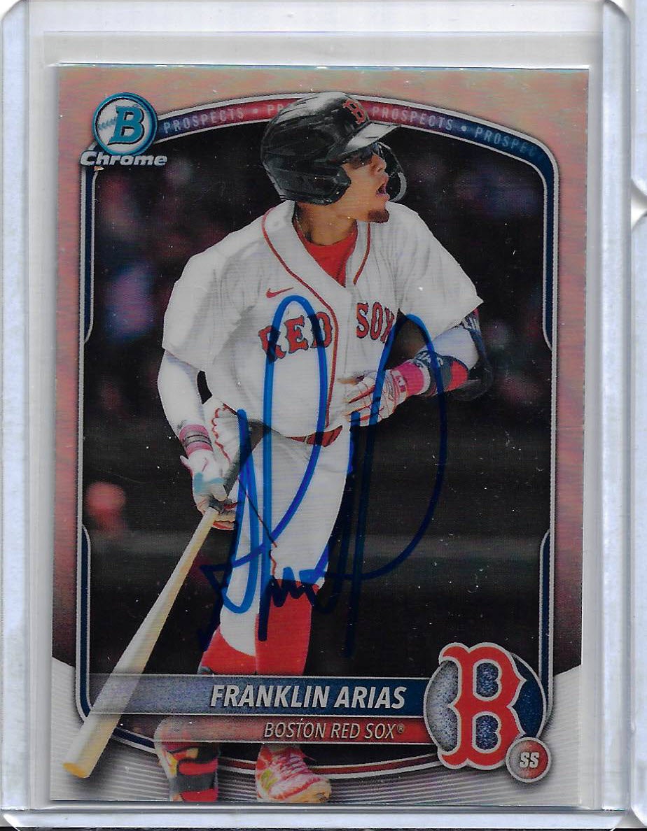 Franklin Arias Autographed 2025 Bowman Draft Chrome Refractor BDC13 Rookie Card RC