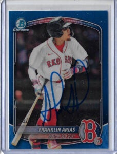 Franklin Arias Autographed 2025 Bowman Draft Chrome Sky Blue Refractor BDC13 Rookie Card RC
