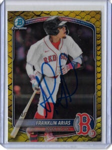 Franklin Arias Autographed 2025 Bowman Draft Chrome Yellow Reptilian Refractor BDC13 Rookie Card RC