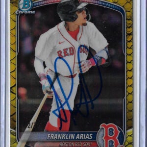 Franklin Arias Autographed 2025 Bowman Draft Chrome Yellow Reptilian Refractor BDC13 Rookie Card RC