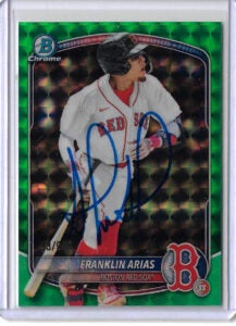 Franklin Arias Autographed 2025 Bowman Draft Green Geometric Refractor BDC13 Rookie Card RC