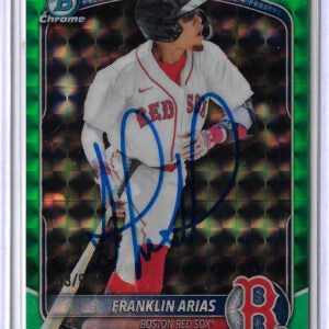 Franklin Arias Autographed 2025 Bowman Draft Green Geometric Refractor BDC13 Rookie Card RC