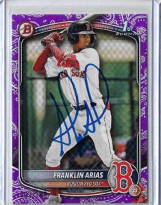 Franklin Arias Autographed 2025 Bowman Prospects Purple Pattern BP67 Rookie Card RC