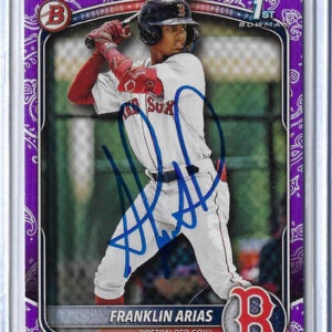 Franklin Arias Autographed 2025 Bowman Prospects Purple Pattern BP67 Rookie Card RC