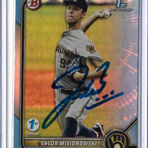 Jacob Misiorowski Autographed 2022 Bowman 1st Bowman Sky Blue First Edition BD132 Rookie Card RC