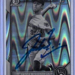 Jacob Misiorowski Autographed 2022 Bowman Draft Chrome BDC132 Black & White RayWave Rookie Card RC