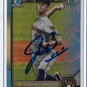 Jacob Misiorowski Autographed 2022 Bowman Draft Chrome BDC132 Sky Blue Refractor 1st Rookie Card RC