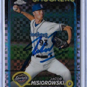 Jacob Misiorowski Autographed 2024 Topps Pro Debut Chrome XFractor PDC171 RC Rookie Card