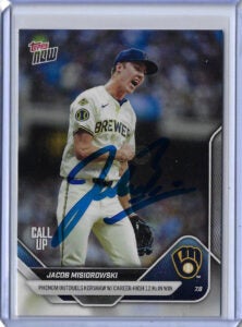 Jacob Misiorowski Autographed 2025 MLB Topps NOW 402 Rookie Card RC